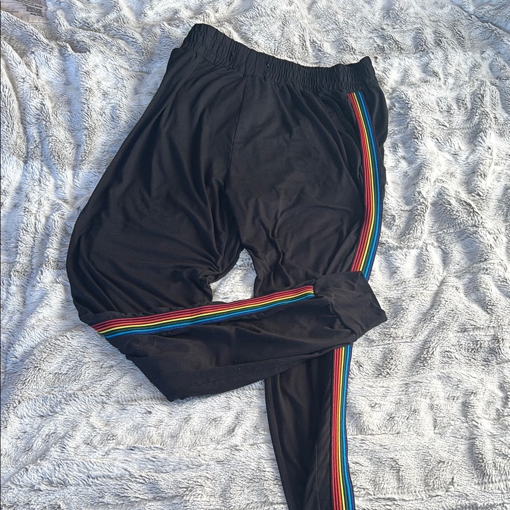 Black Joggers with Rainbow Stripe
